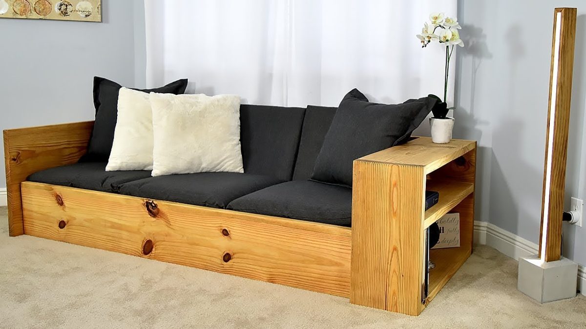 diy sofa bed with cubbies